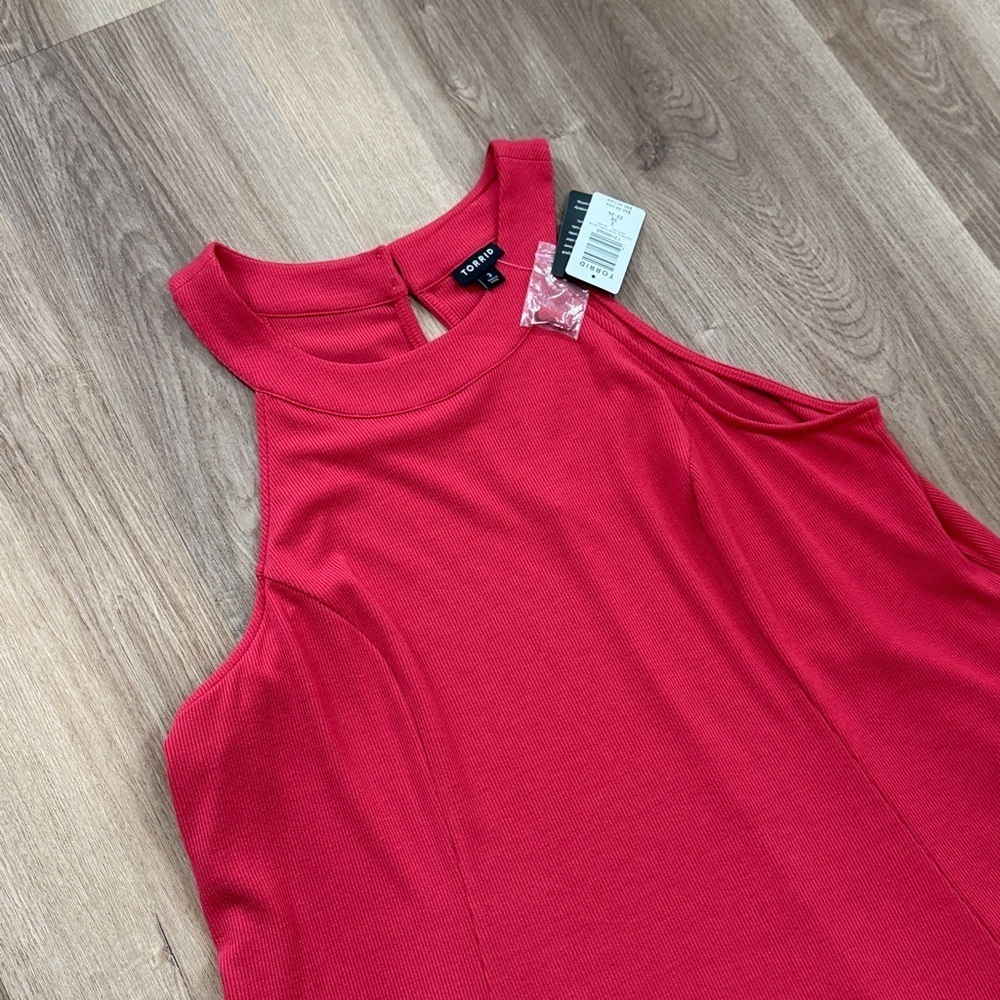 NWT Torrid Mini Rib Trapeze Dress American Beauty Red Swing Knee Length Size 3X - Picture 5 of 13